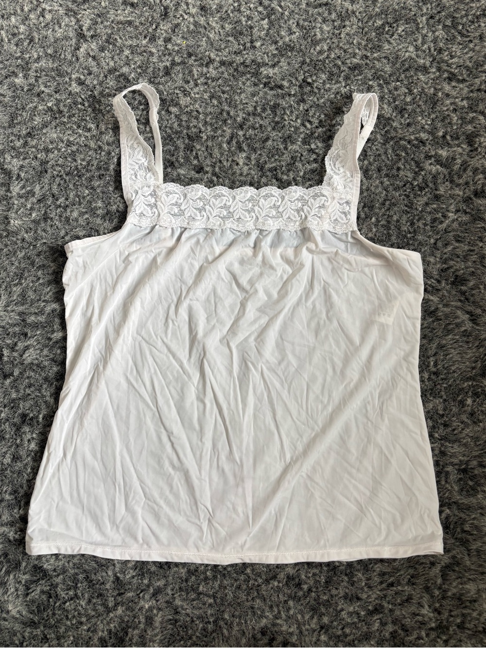 Vanity Fair White Lace-Trim Tank Top